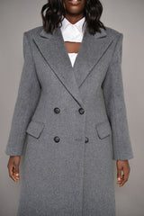 PARIS MONGOLIAN WOOL STRUCTURED COAT IN GREY