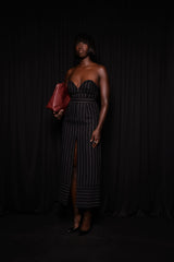 HIGHBURY CHALK STRIPE MAXI PENCIL SKIRT