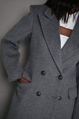 PARIS MONGOLIAN WOOL STRUCTURED COAT IN GREY