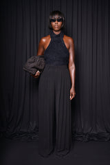 BARNET PLEATED WIDE LEG PLEATED PANTS IN BLACK