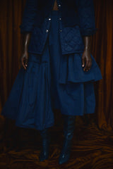 CALAIS ASYMMETRIC WIND BREAKER SKIRT IN MIDNIGHT BLUE