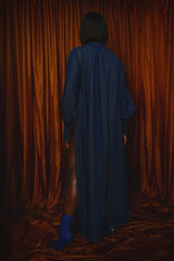 MODENA MAXI FLARED SHIRT DRESS IN DARK DENIM