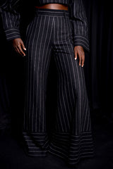 HIGHBURY CHALK STRIPE FLARED PANTS