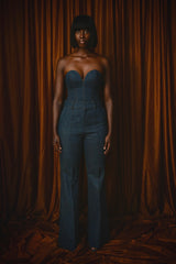 LINCOLN BUSTIER IN VINTAGE DENIM