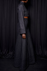 HIGHBURY CHALK STRIPE FLARED PANTS