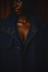 TEXAS TRENCH COAT IN DARK DENIM