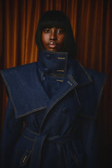 TEXAS TRENCH COAT IN DARK DENIM