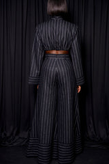 HIGHBURY CHALK STRIPE FLARED PANTS