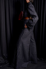 HIGHBURY CHALK STRIPE FLARED PANTS