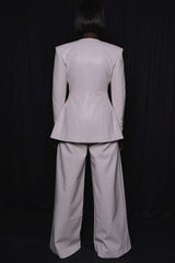 OSTIA WIDE LEG FAUX CROC LEATHER PANTS CREAM WHITE