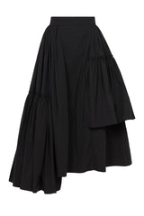 CALAIS ASYMMETRIC WIND BREAKER SKIRT IN BLACK