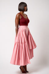 CALAIS ASYMMETRIC WIND BREAKER SKIRT IN PINK