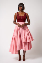 CALAIS ASYMMETRIC WIND BREAKER SKIRT IN PINK