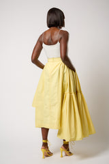 CALAIS ASYMMETRIC WIND BREAKER SKIRT IN YELLOW