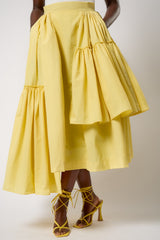 CALAIS ASYMMETRIC WIND BREAKER SKIRT IN YELLOW
