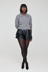 CARTER FAUX LEATHER SHORTS IN BLACK