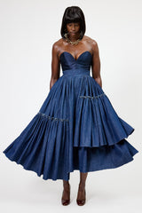 CALAIS ASYMMETRIC SKIRT IN DENIM