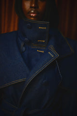 TEXAS TRENCH COAT IN DARK DENIM