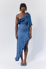 DALIAN RUFFLE ONE-SHOULDER TIE TOP