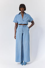DAVENPORT WASHED DENIM CROP TOP