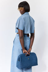 DAVENPORT WASHED DENIM CROP TOP