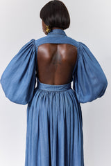 DELHI BACKLESS GATHERED SHIRT DRESS