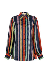 DELMAS BACKLESS SHIRT IN MULTI DIAMOND STRIPES