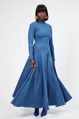 DION HIGH NECK BACKLESS FLARE MAXI DRESS
