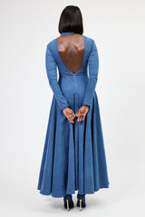DION HIGH NECK BACKLESS FLARE MAXI DRESS