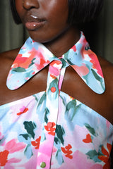 DANA SHIRT DRESS IN CREAM BLUE FLORAL