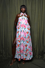 DANA SHIRT DRESS IN CREAM BLUE FLORAL