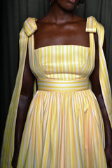 SALERNO MAIDS DRESS IN YELLOW DIAMOND STRIPES