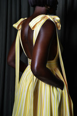 SALERNO MAIDS DRESS IN YELLOW DIAMOND STRIPES