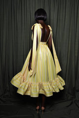 SALERNO MAIDS DRESS IN YELLOW DIAMOND STRIPES