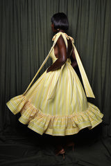 SALERNO MAIDS DRESS IN YELLOW DIAMOND STRIPES