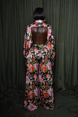 DELMAS BACKLESS SHIRT IN BLACK MULTI FLORAL