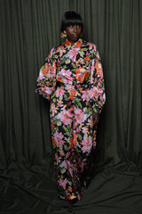 DELMAS BACKLESS SHIRT IN BLACK MULTI FLORAL