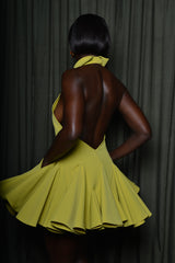 LYON BACKLESS MINI DRESS IN LIME GREEN