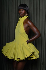 LYON BACKLESS MINI DRESS IN LIME GREEN
