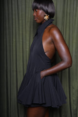 LYON BACKLESS MINI DRESS IN BLACK