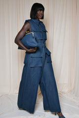 ODENSE OVERSIZE COIN PURSE IN VINTAGE DENIM