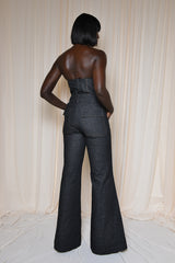 LINCOLN BUSTIER IN BLACK DENIM