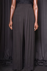 BARNET PLEATED WIDE LEG PLEATED PANTS IN BLACK