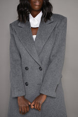 PARIS MONGOLIAN WOOL STRUCTURED COAT IN GREY