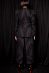 HIGHBURY CHALK STRIPE MAXI PENCIL SKIRT