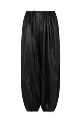 GHENT FAUX LEATHER HAREM PANTS IN BLACK