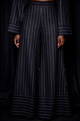 HIGHBURY CHALK STRIPE FLARED PANTS