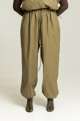 GHENT FAUX LEATHER HAREM PANTS IN KHAKI