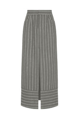 HIGHBURY CHALK STRIPE MAXI PENCIL SKIRT IN GREY
