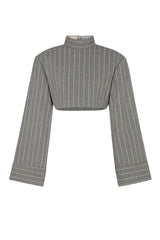 HIGHBURY CHALK STRIPE LONG SLEEVE TOP IN GREY